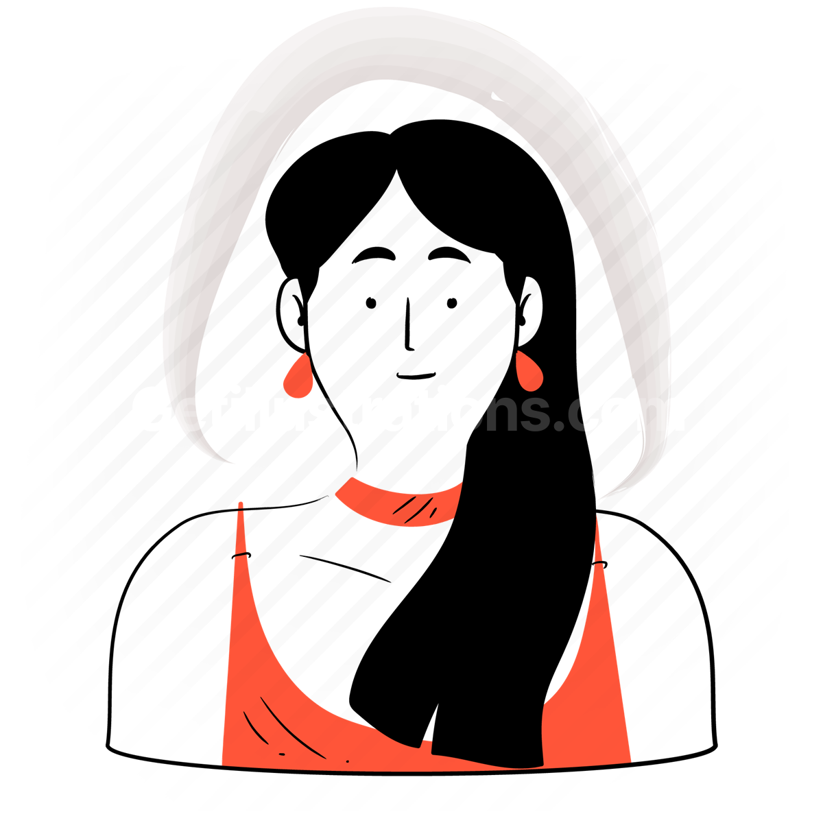 long hair, woman, female, girl, avatar, profile, necklace